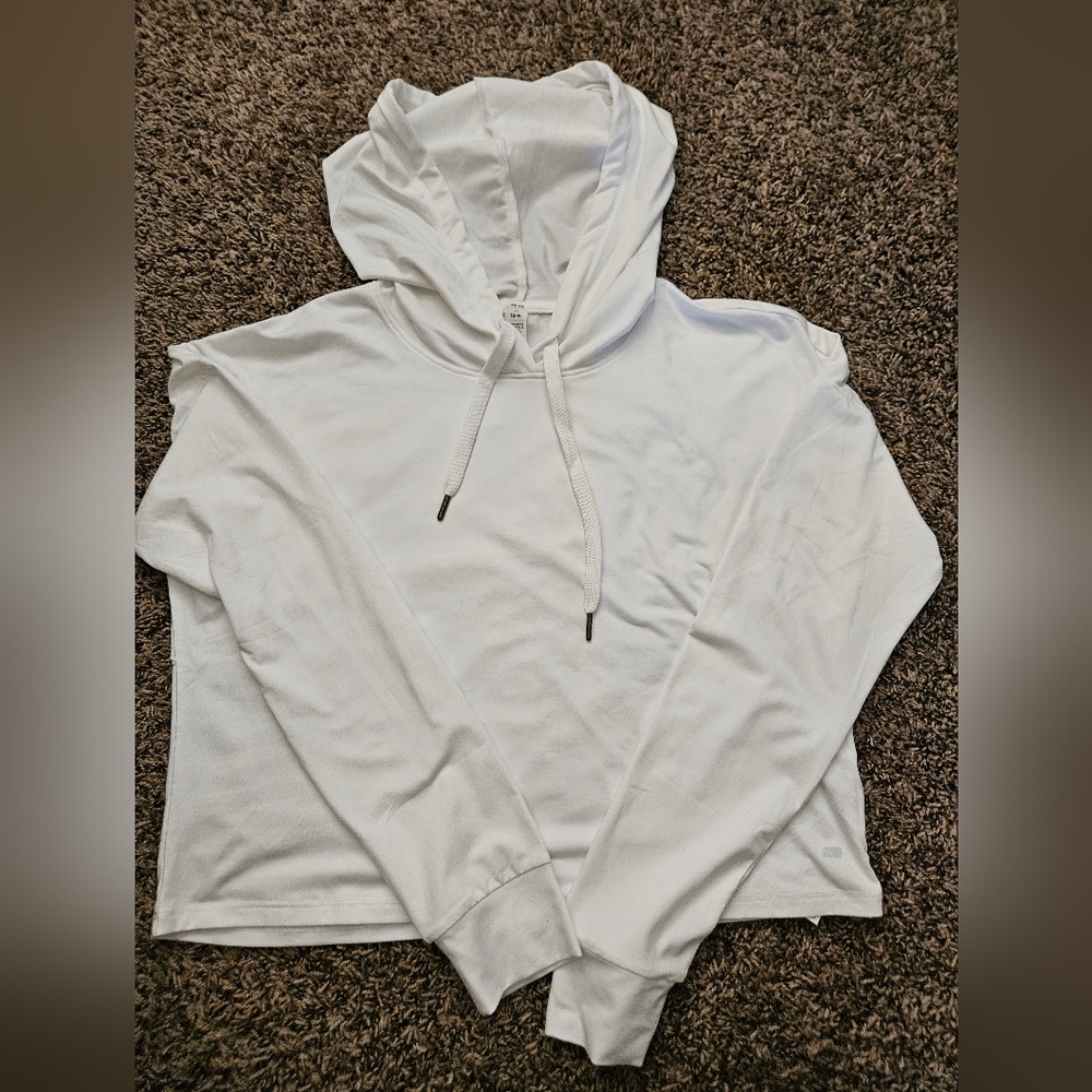 Marika White Cropped Hoodie Size M